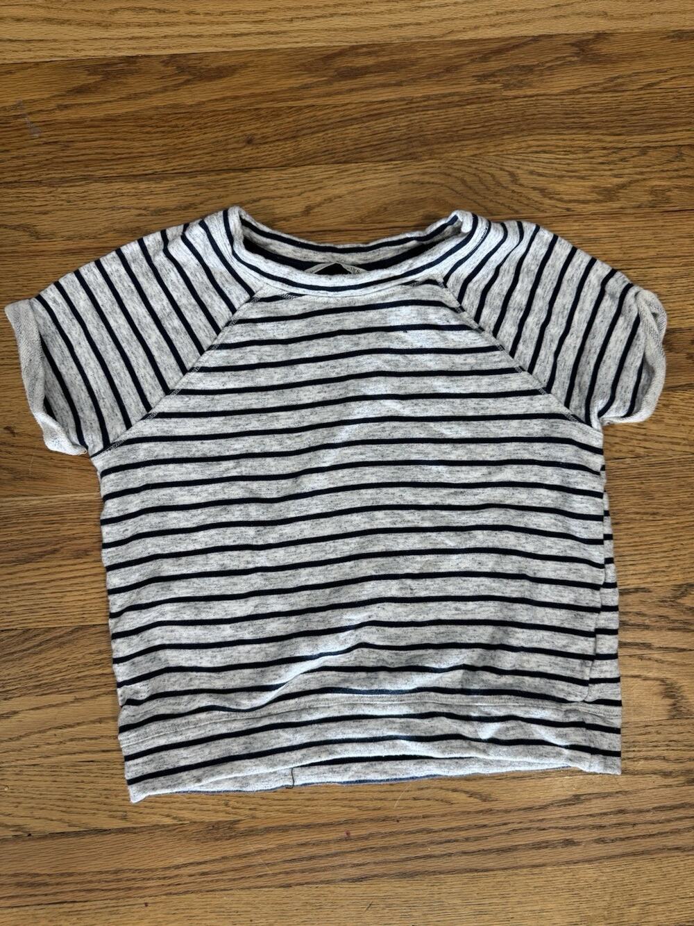 Abercrombie Fitch Sweater Womens XS Blue Gray Striped Short Sleeve Crew Neck